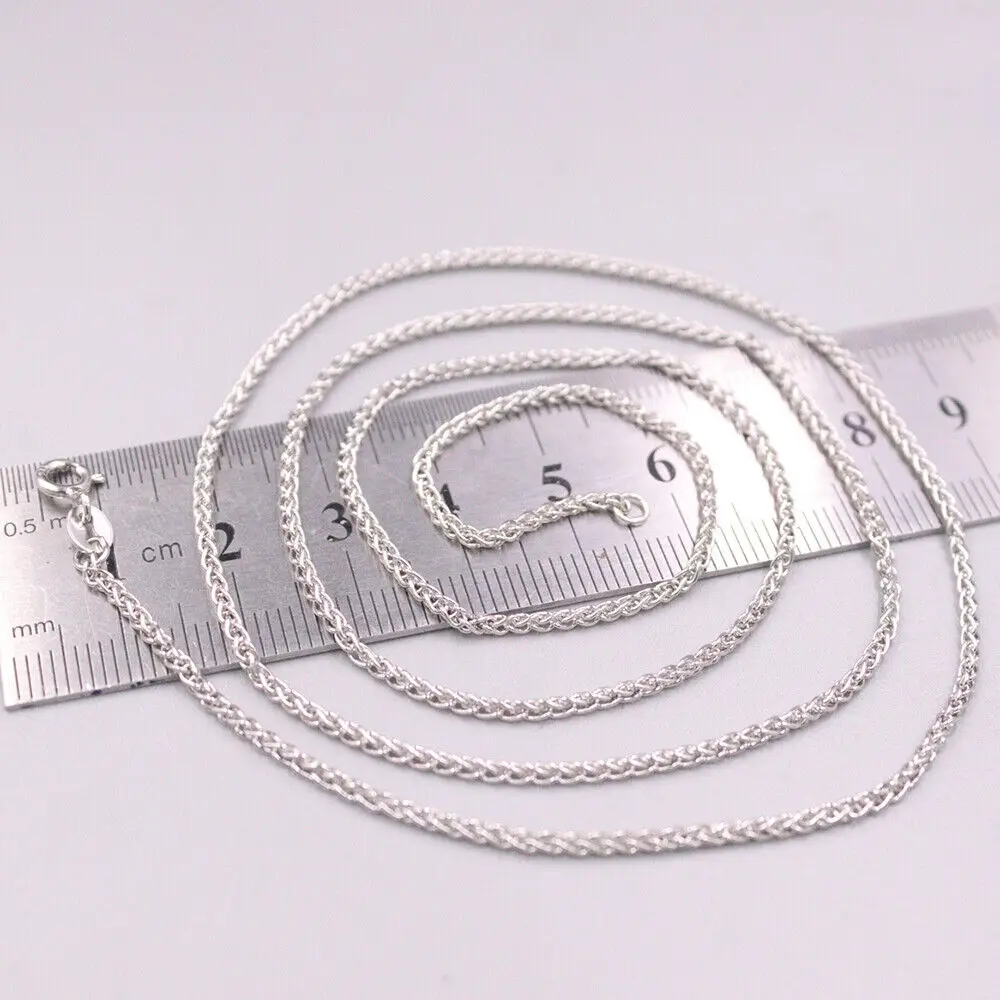 Real 925 Sterling Silver 2mm Wheat Link Chain Necklace 27.5