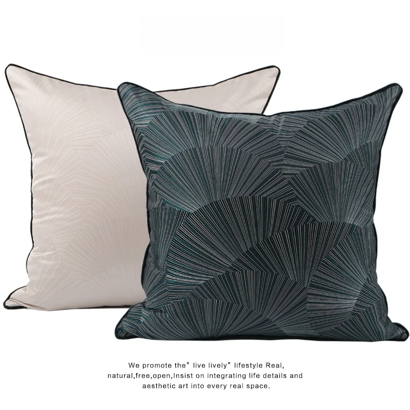 

Modern Simple Sample Room Pillow Backrest Living Room Sofa Pillow Cushion Fan Texture Embroidered Fabric Square Pillow