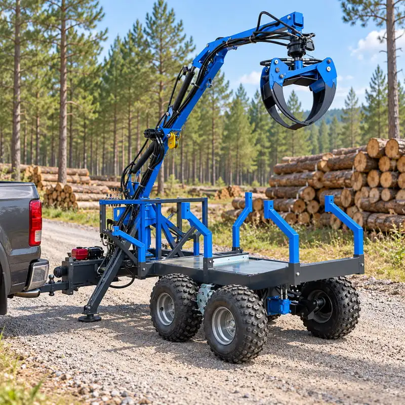 Powerful Hydraulic Timber Trailer for Forest Road Hauling Customized Reinforced Log Stakes Forest Trailer with Crane