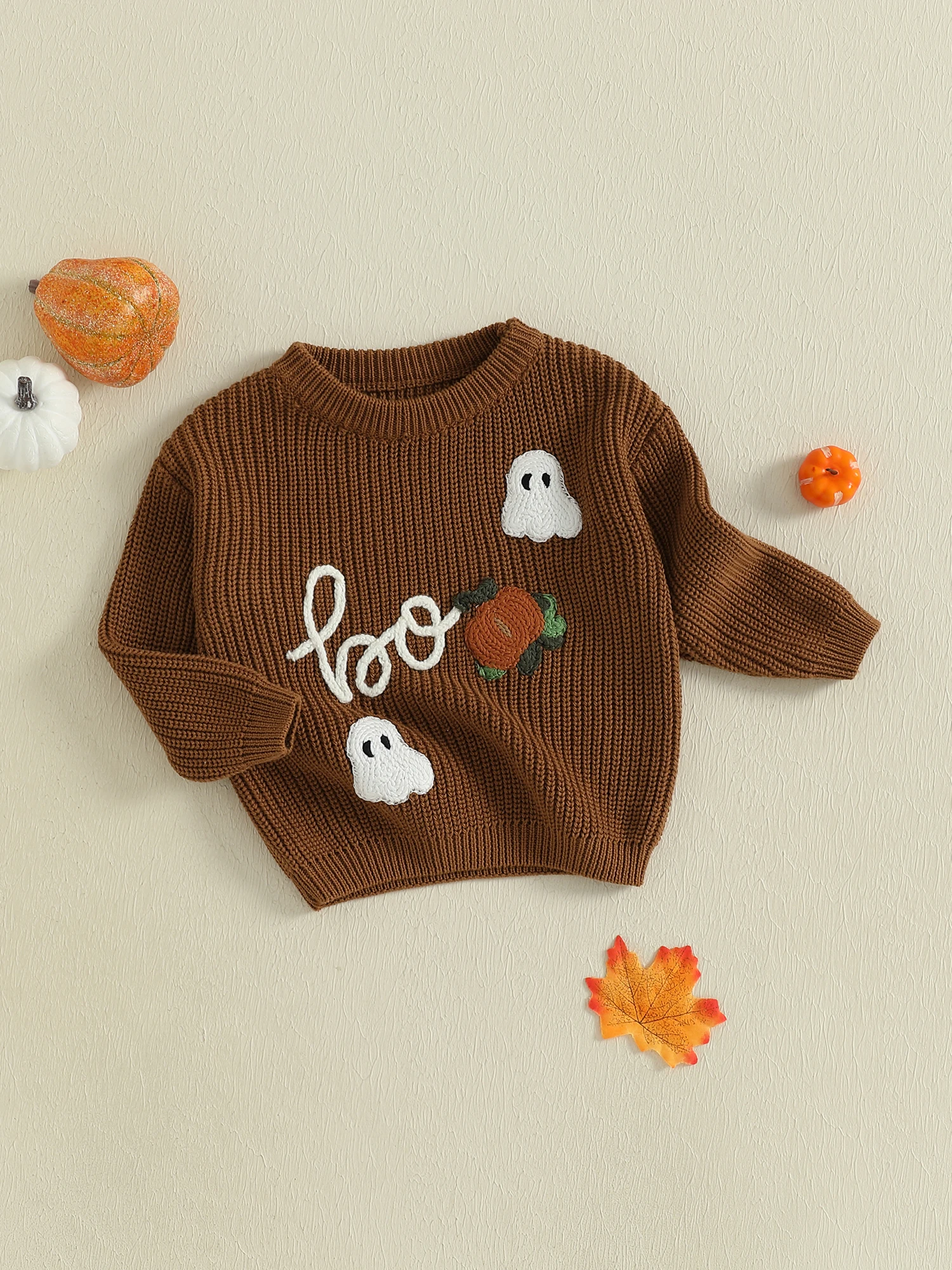 

Детский свитер на Хэллоуин с жуткой летучей мышью и вышивкой ведьмы, трикотажный пуловер с длинными рукавами и круглым вырезом для трюков или путешествий