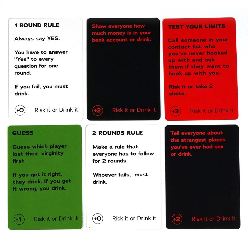 Risk It or Drink It Fun Party Game for College Card Game Drinking Game Pregame Night Hilarious Dares Challenges  Questions Adult