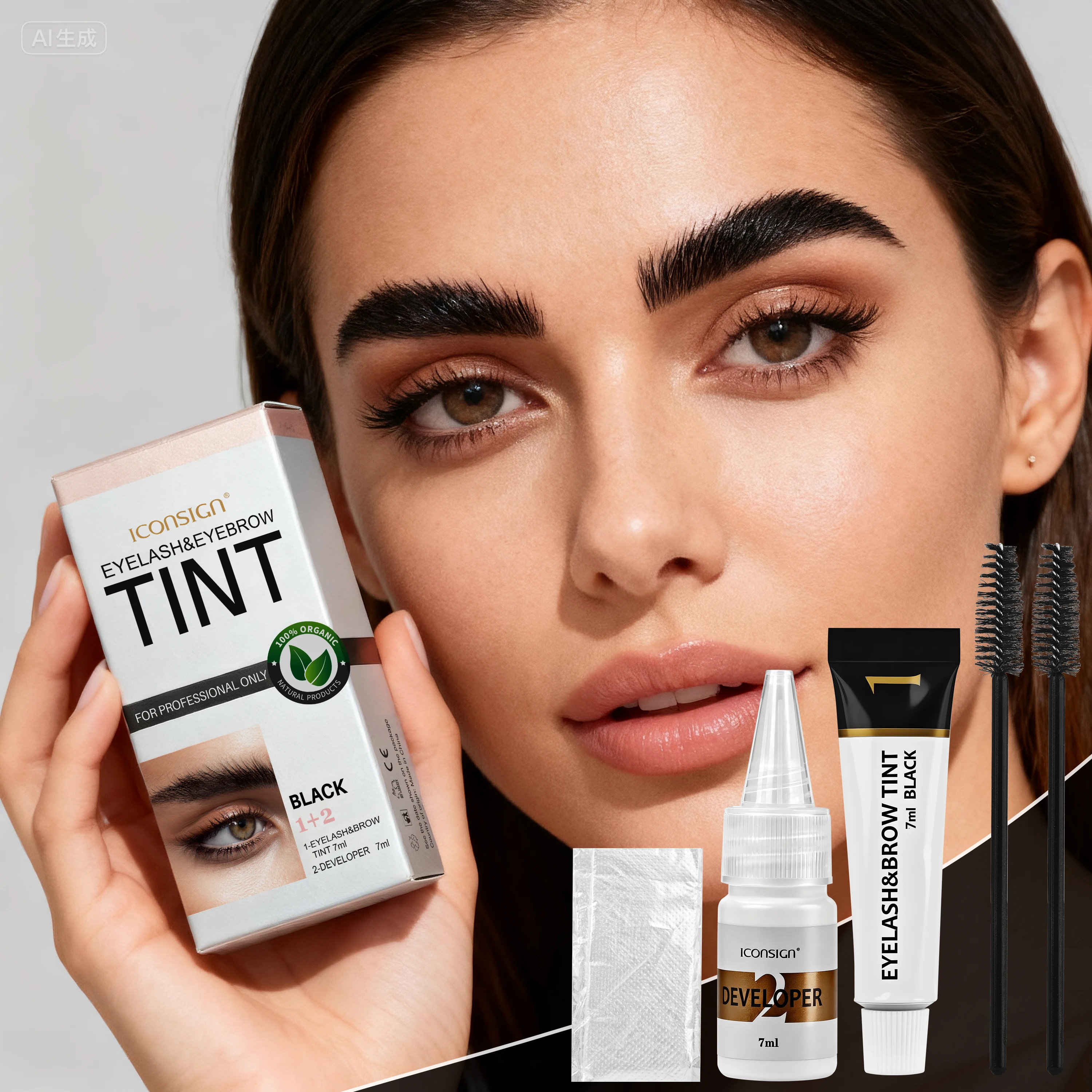 Set di tinta per ciglia per sopracciglia mascara semipermanente Set di tinta per sopracciglia e ciglia impermeabili in 3 colori Impermeabile e resistente al sudore