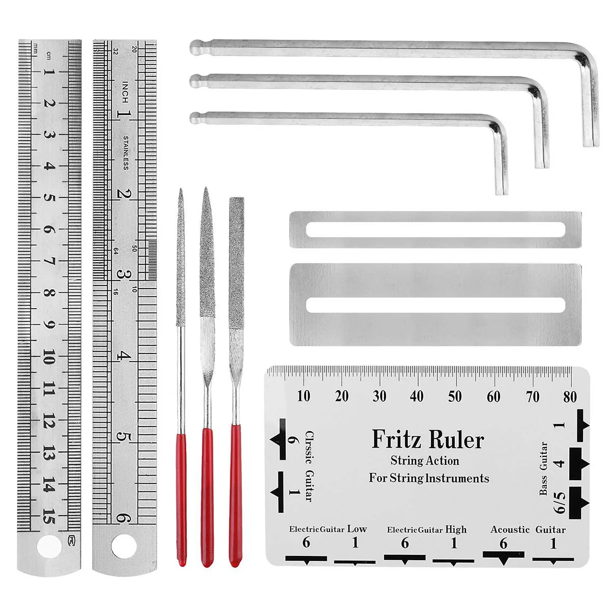 

20 Pcs Guitar Repair Tool Polishing File Ruler Wrench Tools Kits String Change Mats