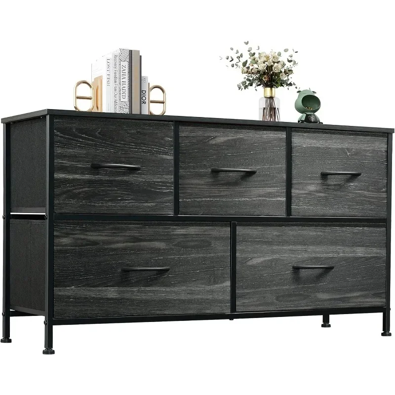 

WLIVE Dresser for Bedroom with Wide Chest of Drawers, Fabric Dresser, Storage Organizer Unit with Fabric Bins