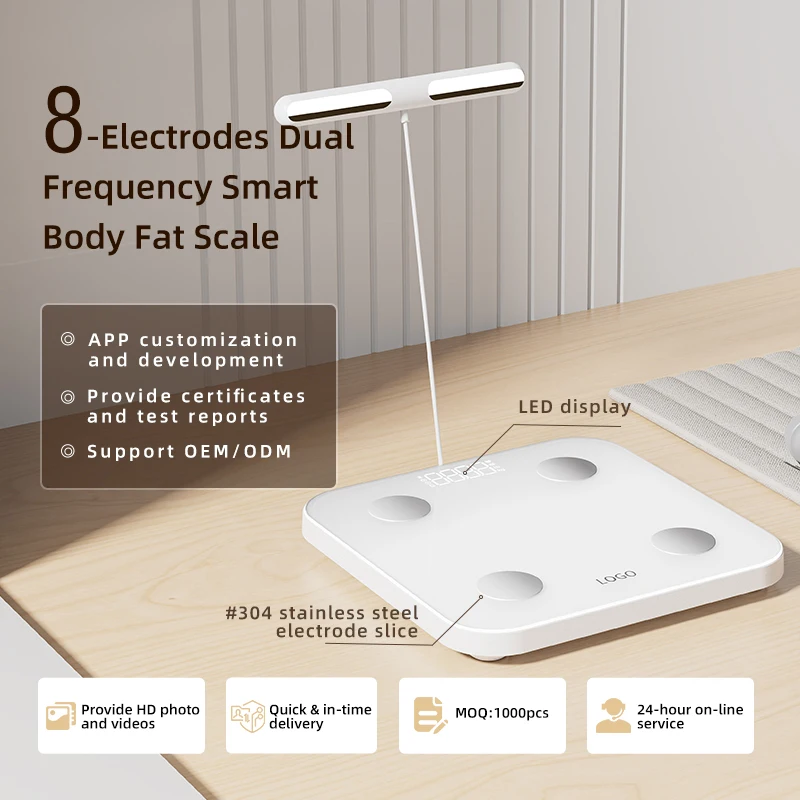 High Accurate BMI Digital Scale 8 Electrodes Body Composition Analysis Scale Usb Bathroom Weighing Scales Custom