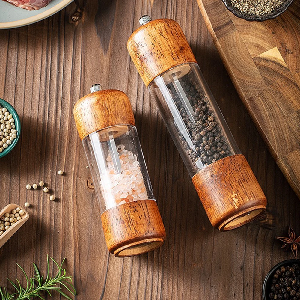

Wooden Manual Salt Pepper Mill Grinder With Adjustable Ceramic Core Salt Grinder And Pepper Mill Acrylic Kitchen Accessories New