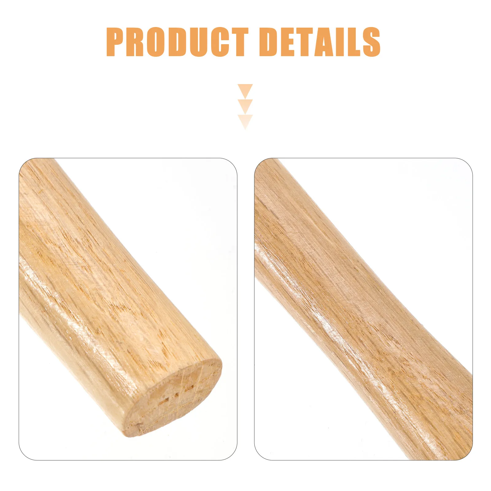 2Pcs Hardwood Hammer Handle 40Cm Replacement for Claw Ball Peen Hammer Natural Wood Grain Anti-Slip Grip Heavy Duty Garden