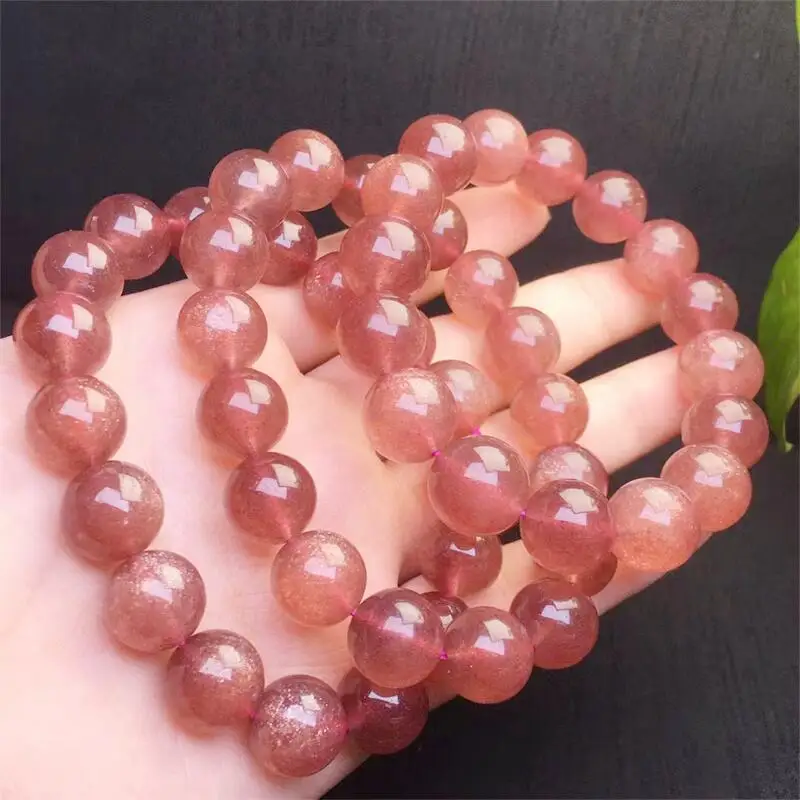 13MM Natural Starlight Strawberry Quartz Bracelet Fashion Energy Stone Reiki Healing Crystal Strand Fengshui Gift 1PCS