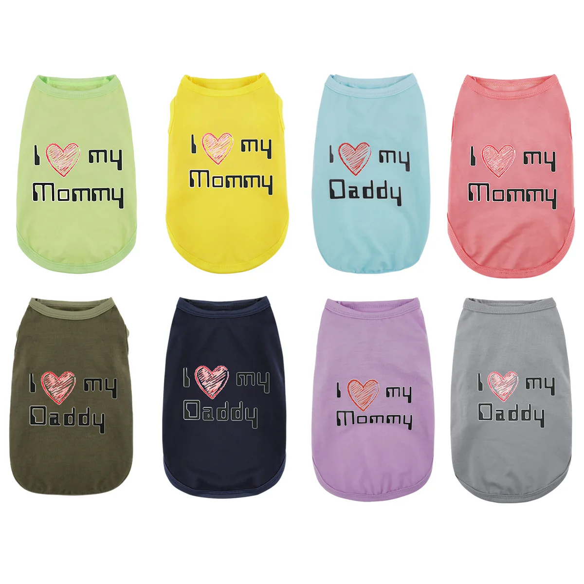 Summer Pet Clothes for Small Medium Dogs I Love My Mommy & I Love My Daddy Sleeveless Apparel Cotton T-shirt Dogs Accessories