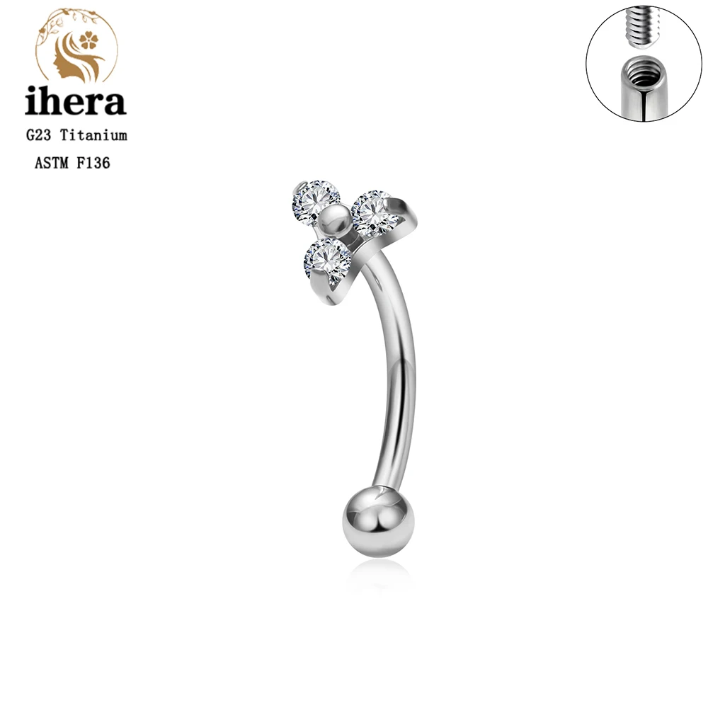 ASTM F136 Titanium 16G CZ North Star Flower Rook Earring Gebogen Barbell Labret Stud Wenkbrauw Kraakbeen Tragus Piercing Sieraden