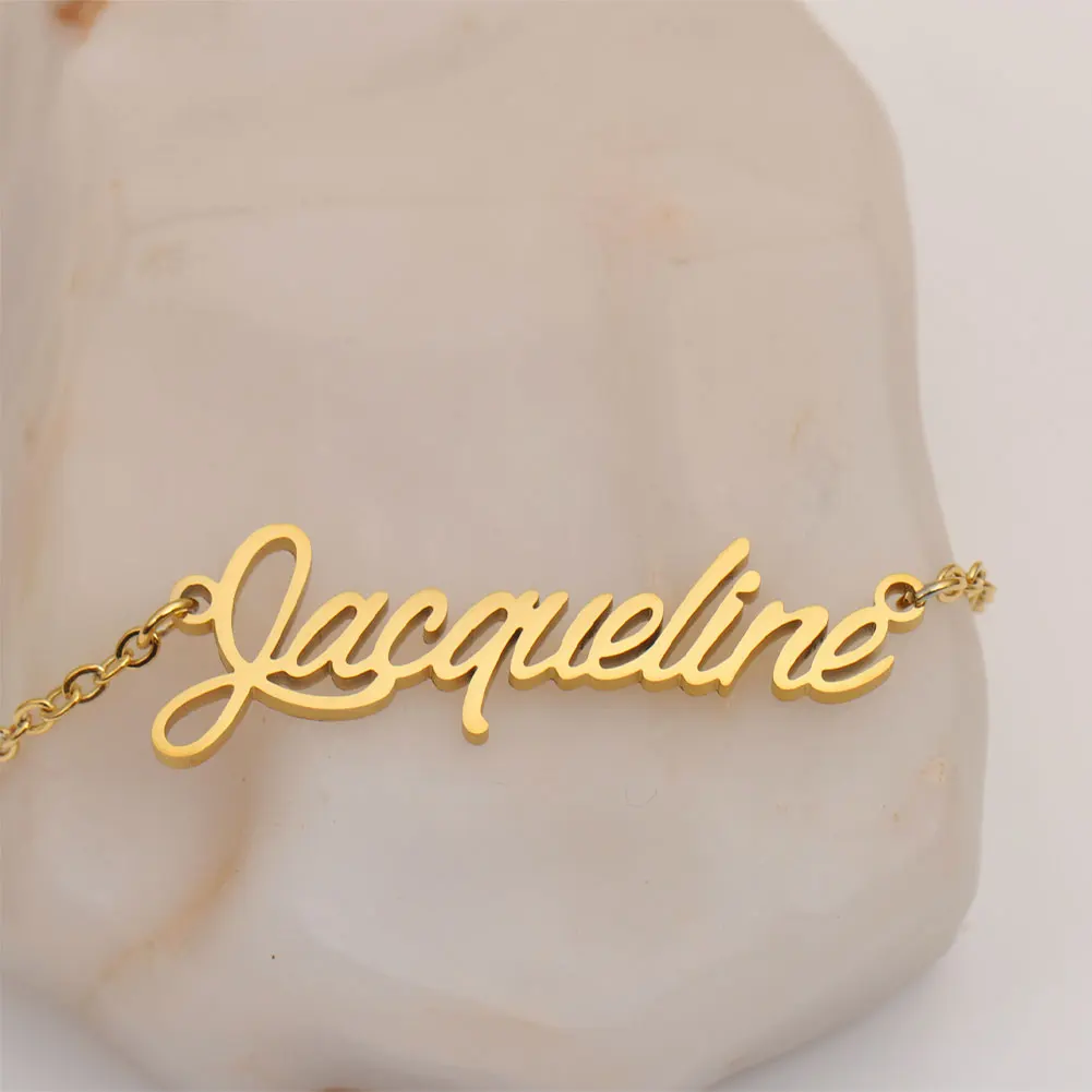 

AOLOSHOW Jacqueline Name Necklace Stainless Steel for Women Gold color Dainty Pendant Jewelry Female Birthday Gift