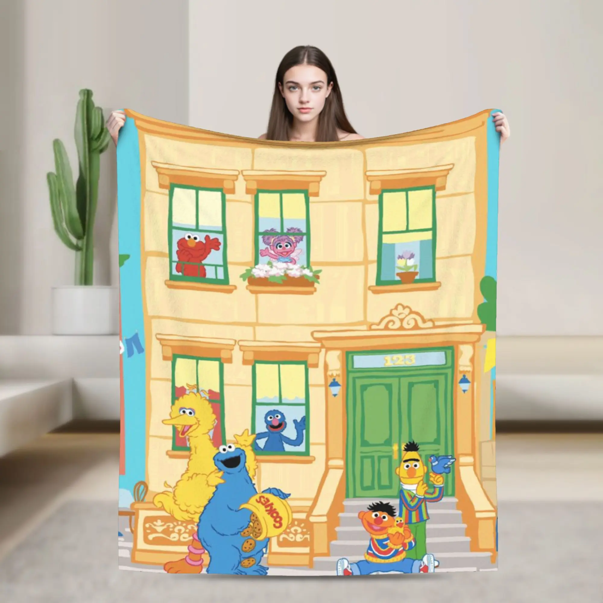 Sesames Streets Flannel Blankets Winter  Soft Durable Throw Blanket for Children Couch Chair Funny Bedspread Sofa Bed Cover