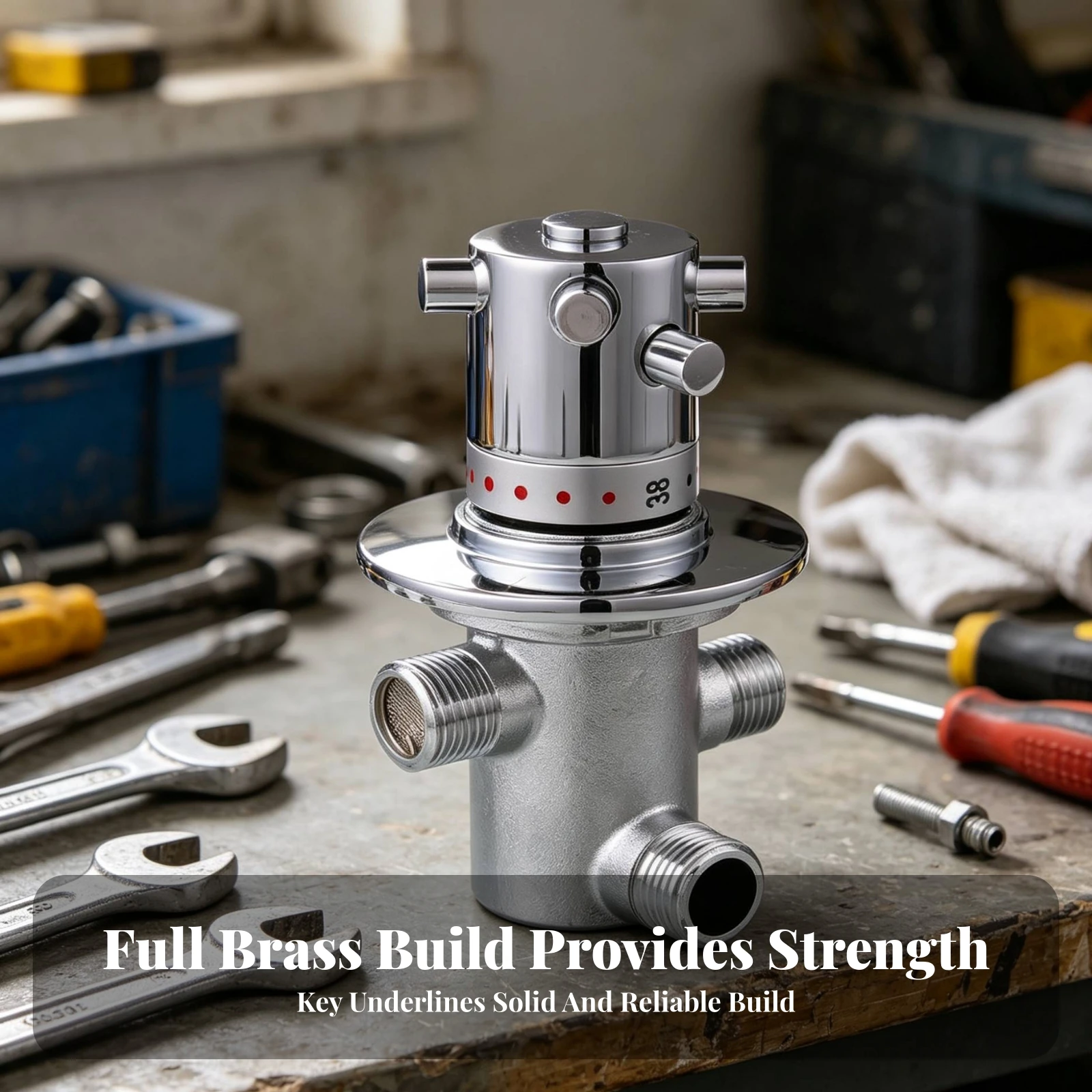 Thermostatic Mixing Valve No-Lead Mixing Valve with Mounting Flange Hot and Cold Water Mixer Anti-Rust Certified for Plumbers