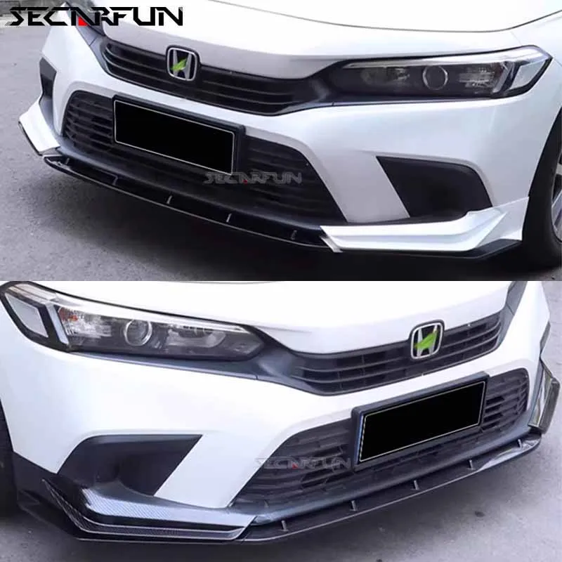 3Pcs Carbon Pattern Car Front Lip For Honda Civic 11th Gen Sedan Front Bumper Splitter Diffuser Body Kits 11th Civic Accessories