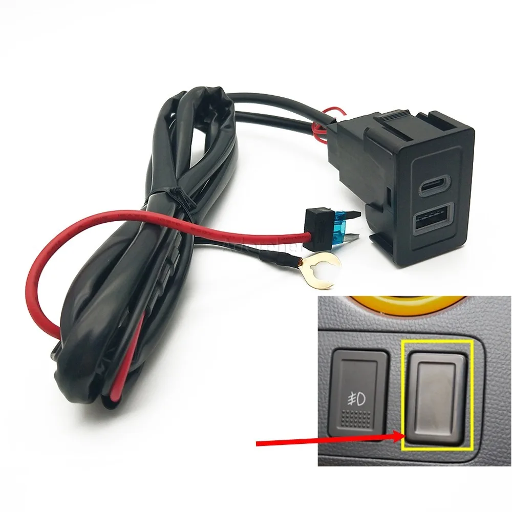 1PC Car Dual Charger QC3.0 USB TYPE C PD Phone Charging Interface Adapter Socket Fit For Suzuki SX4 Swift Accessories