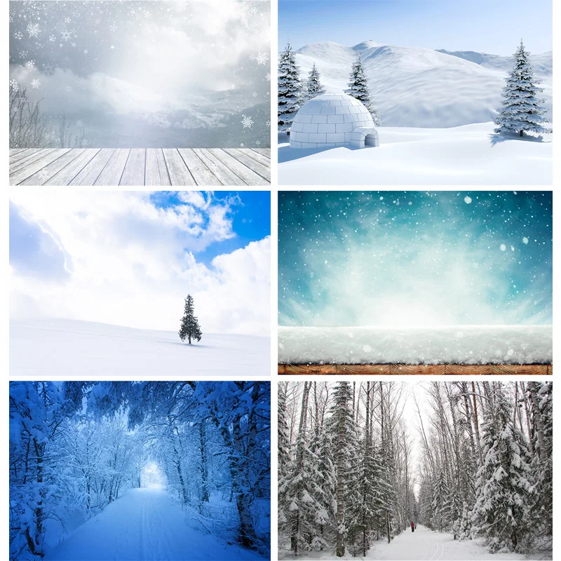 

Winter Natural Scenery Photography Background Forest Snow Landscape Travel Photo Backdrops Studio Props 21101 XJS-04