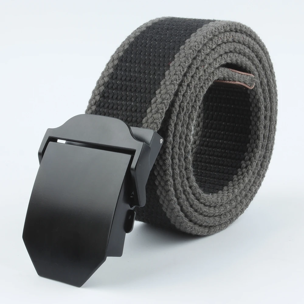 All Black Lacquered Men's Canvas Belt Suitable for Police Training Outdoor Commuting Clothes The Quantity Can Be Customized Logo