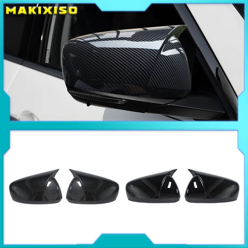 For Renault Koleos MK2 HC For Samsung QM6 2017-2023 Glossy Black Carbon Fiber Style Rearview Mirror Protective Cover