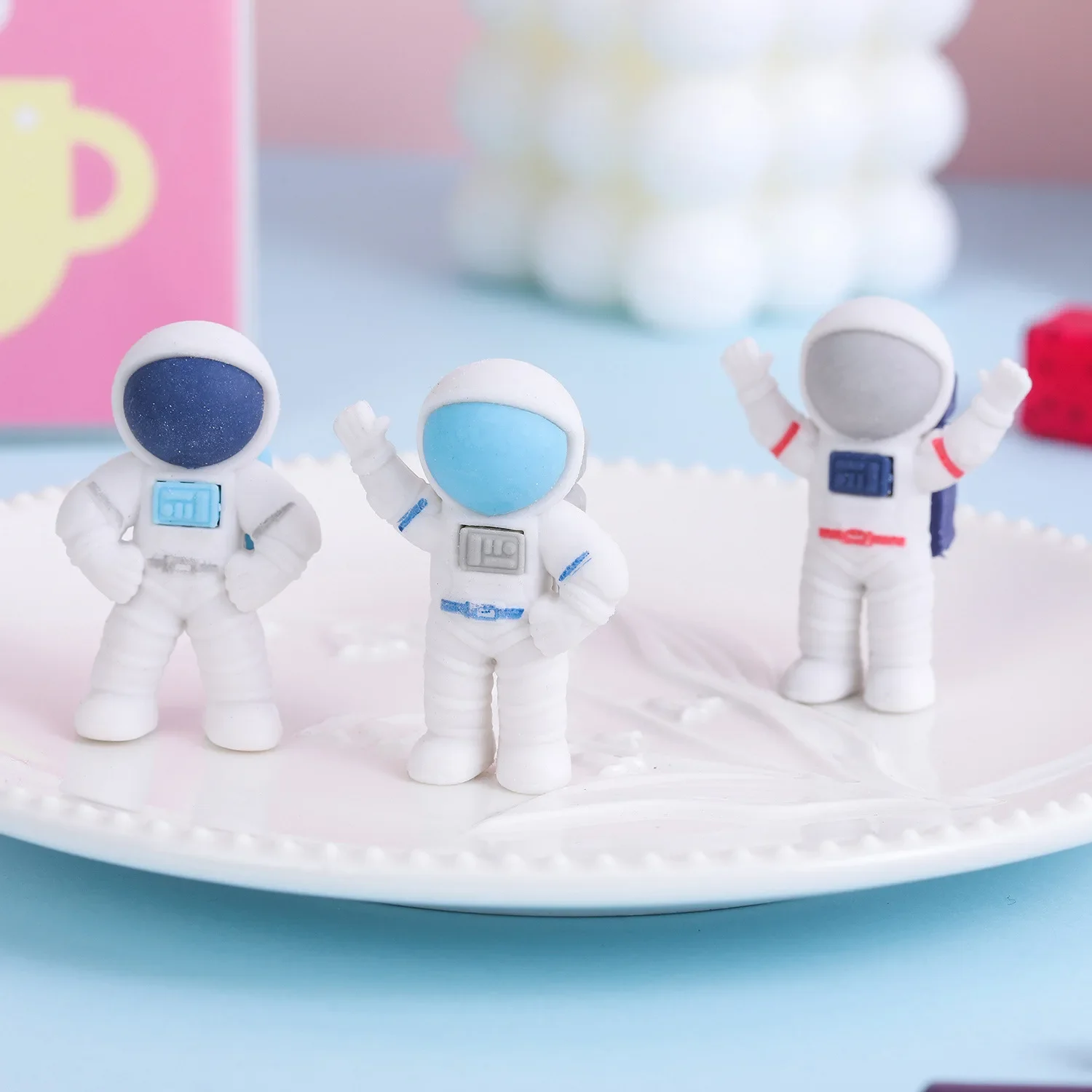 Kawaii kartun astronot penghapus lucu ruang karet pria penghapus pensil untuk anak-anak hadiah alat tulis sekolah kosmonot perlengkapan siswa