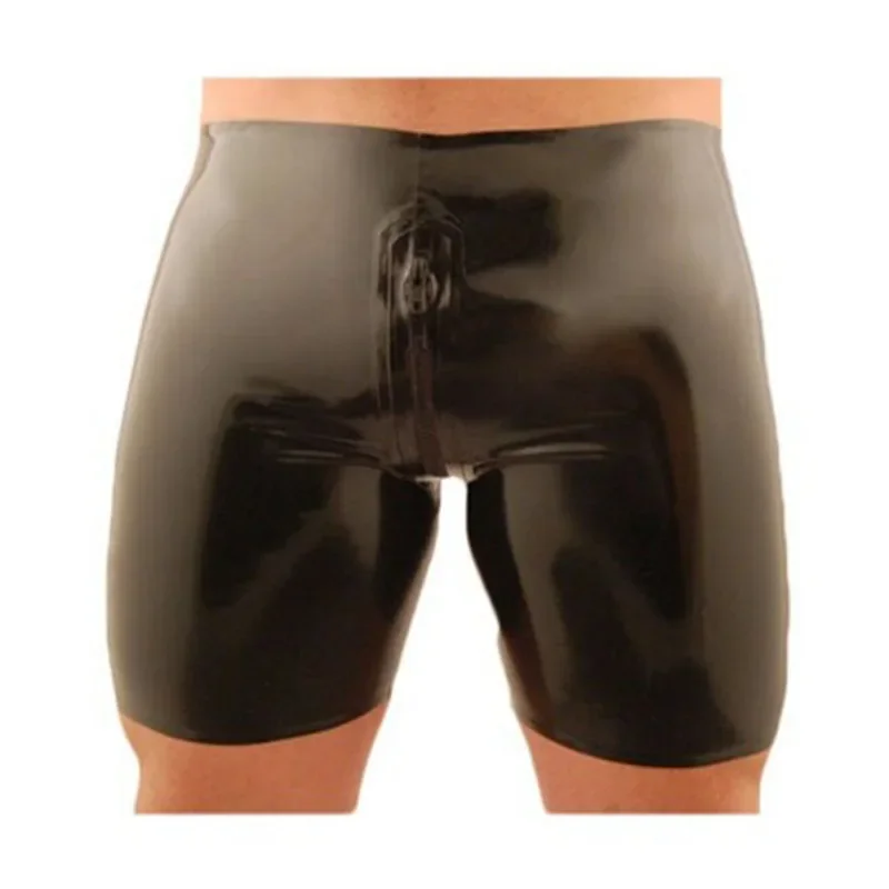 Handmade Latex Underwear Boxer Shorts Briefs Handmade Zipper Men Short Pants Cosplay Costume