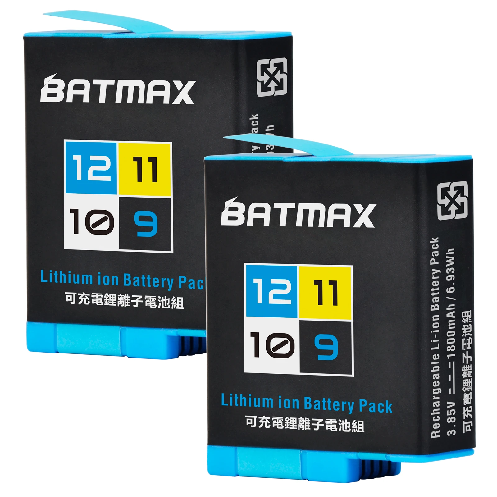 Batmax 1800mAh Replacement Battery for GoPro hero 12 Camera for GoPro Hero 9/10,New Gopro hero 11,Gopro hero 12 Action Camera