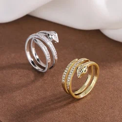European American Fashion New Vintage Serpentine Shaped Rings Hip Hop Party Opening Adjustable Zircon Ring
