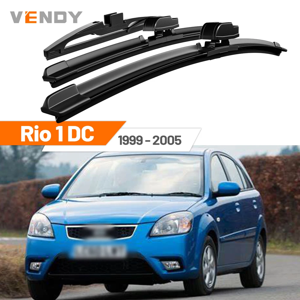 

For KIA Rio 1 DC 1999-2005 2000 2001 2002 2003 2004 Front & Rear Windshield Wiper Blades Windscreen Wipers Set Accessories