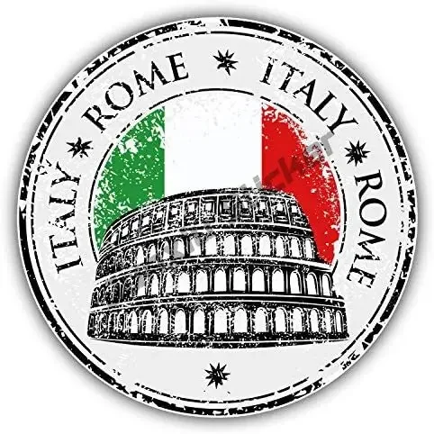 Rome City Italy Flag Grunge Travel Stamp Vinyl Decal Sticker Waterproof Car Decal Bumper Sticker Car Accessories Decoration