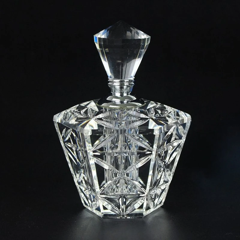 Vintage Octagonal Crystal Cut Perfume Vessel Luxury Household Tabletop Large Capacity Essential Oil Refill Decor Storage Jar