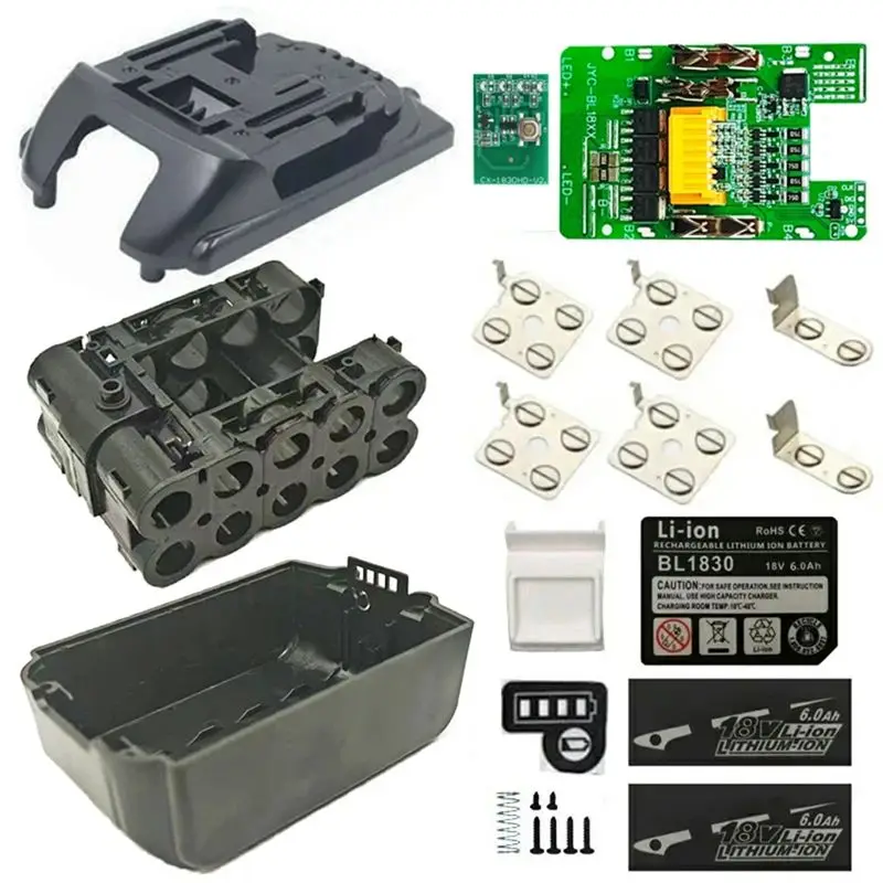 

VEHO-BL1830 Корпус для литиевой батареи 18V BL1860B 6.0Ач с платой BMS PCBA, платой защиты и балансировки заряда, индикатором LED