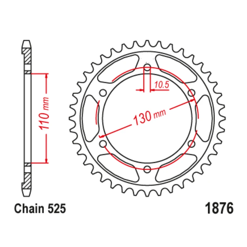 525 Motorcycle Rear Sprocket For Yamaha YZFR1 2016 YZFR6 R6 06-24 YZFR7 22-24 MT-10 MT10 16-24 FZ-07 FZ07 15-17 MT-07 MT07 14-24