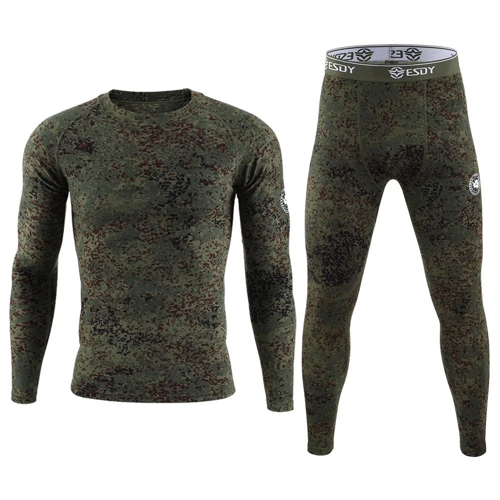 Men's Dralon Thermal Underwear Set Winter Warm Fleece Lined Base Layer Thickened Round Neck Suit Skiing Riding Outdoor Sports