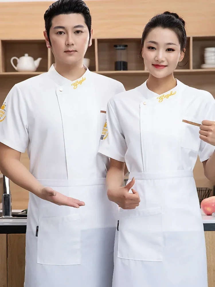 Ropa de trabajo para cocina, restaurante, cocinero, tienda de Catering de verano, Ropa de Trabajo transpirable, servicio de comida, monos de Chef, chaqueta de Chef