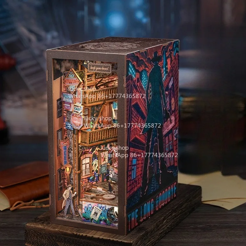 DIY Hut Detective Model Ornament Hand-assembled Reasoning Book Stand Decompression