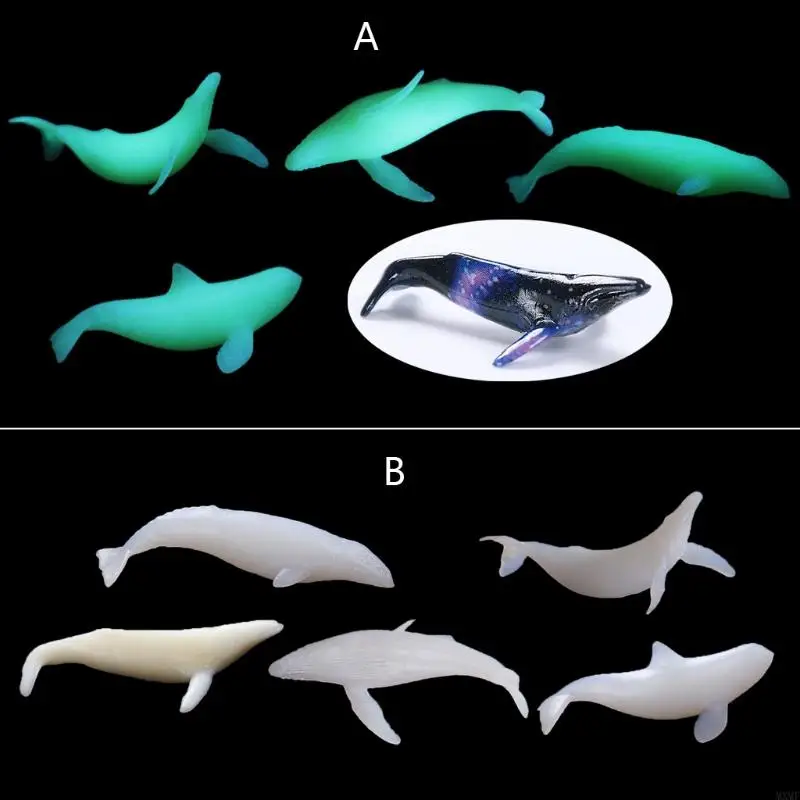 

MXMF 5Pieces Animals Resin Molds Realistic Hand Painted Toy Figurine Models Kid'S Party Supplies Luminous Whale Fillers