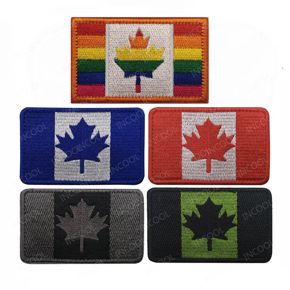 Canada Flag Maple Leaf Canadian Infrared Reflective Patches Appliqued Strip Embroidery Patch For Clothing Backpack Jacket