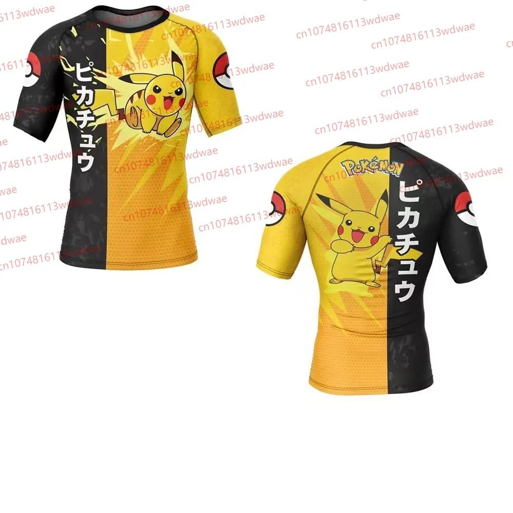 

Pokemon Pikachu Compression Shirt Men Anime Rash Guard Fitness T Shirt Quick Dry Gym Sportswear Cosplay Top Japanese costume