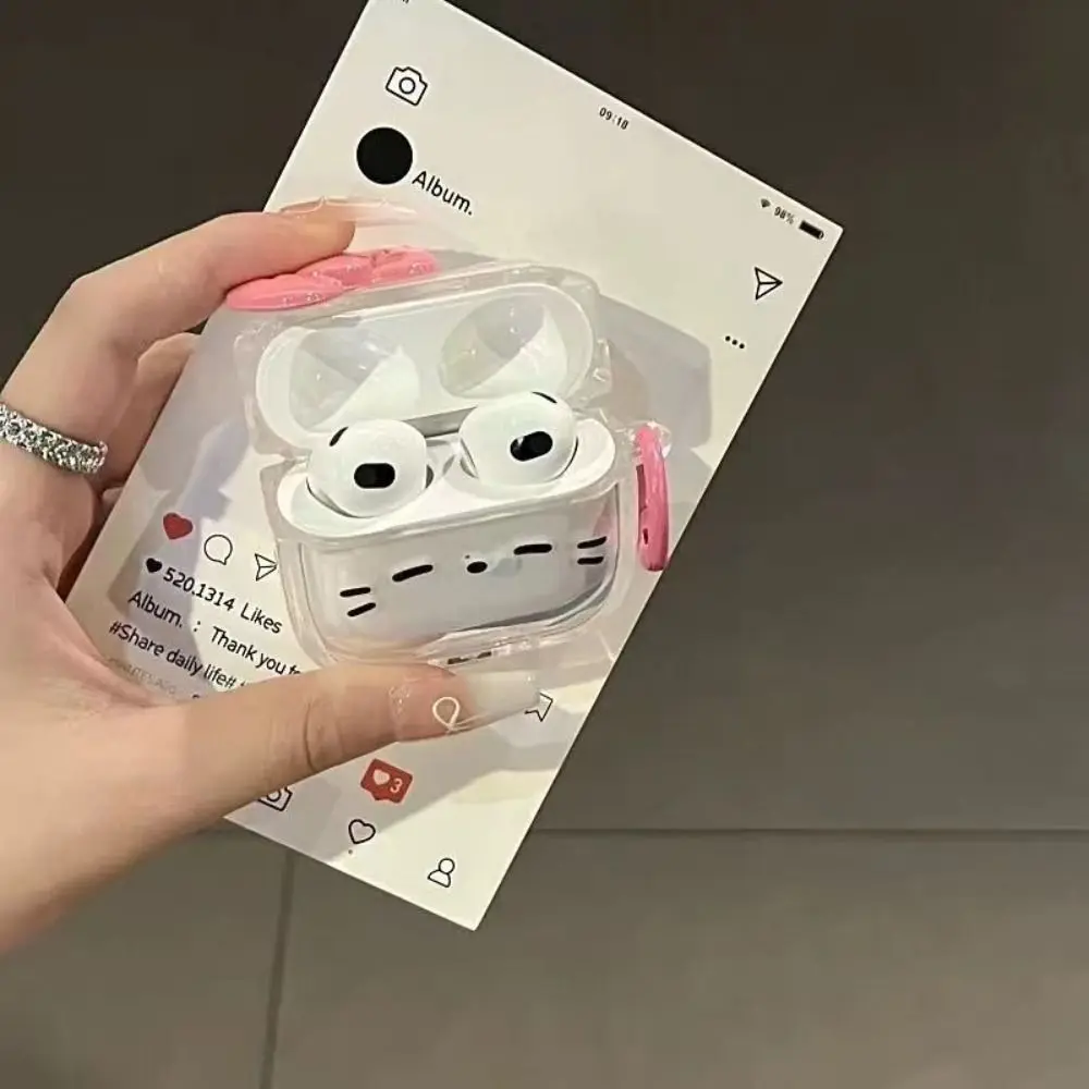 Anti-Fall Sleepy Cat Earphone Case with Keyring Dustproof Earbuds Cover Anti-scratch Shockproof for Airpods 4 3 2 1/ Pro/Pro2