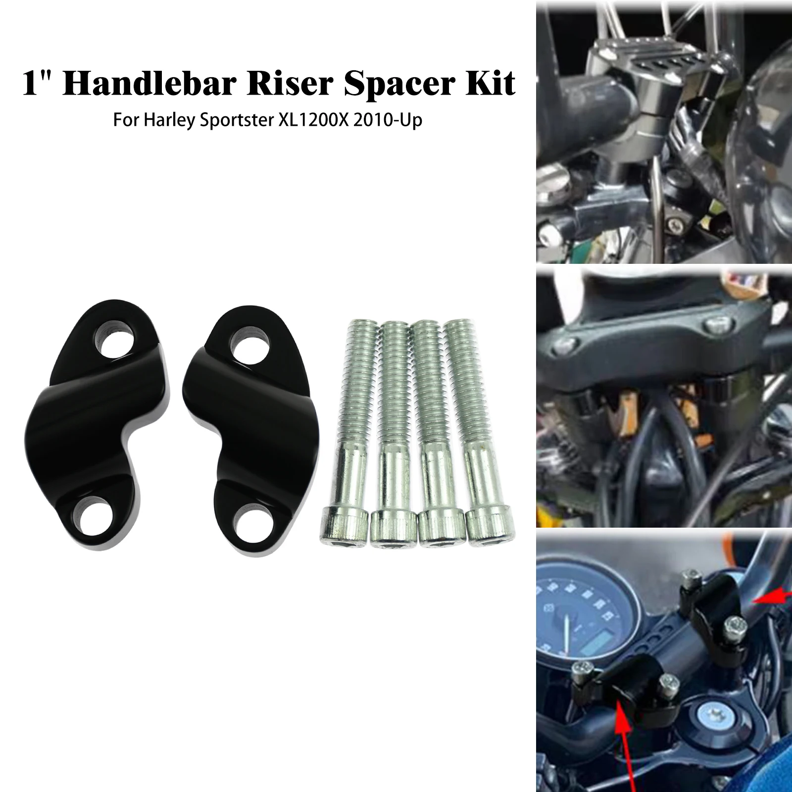 

Motorcycle 1''25MM Handlebar Riser Spacer Kit 1/2'' Heighten Block Extension Set For Harley Sportster XL1200X XL1200XS 48 10-Up