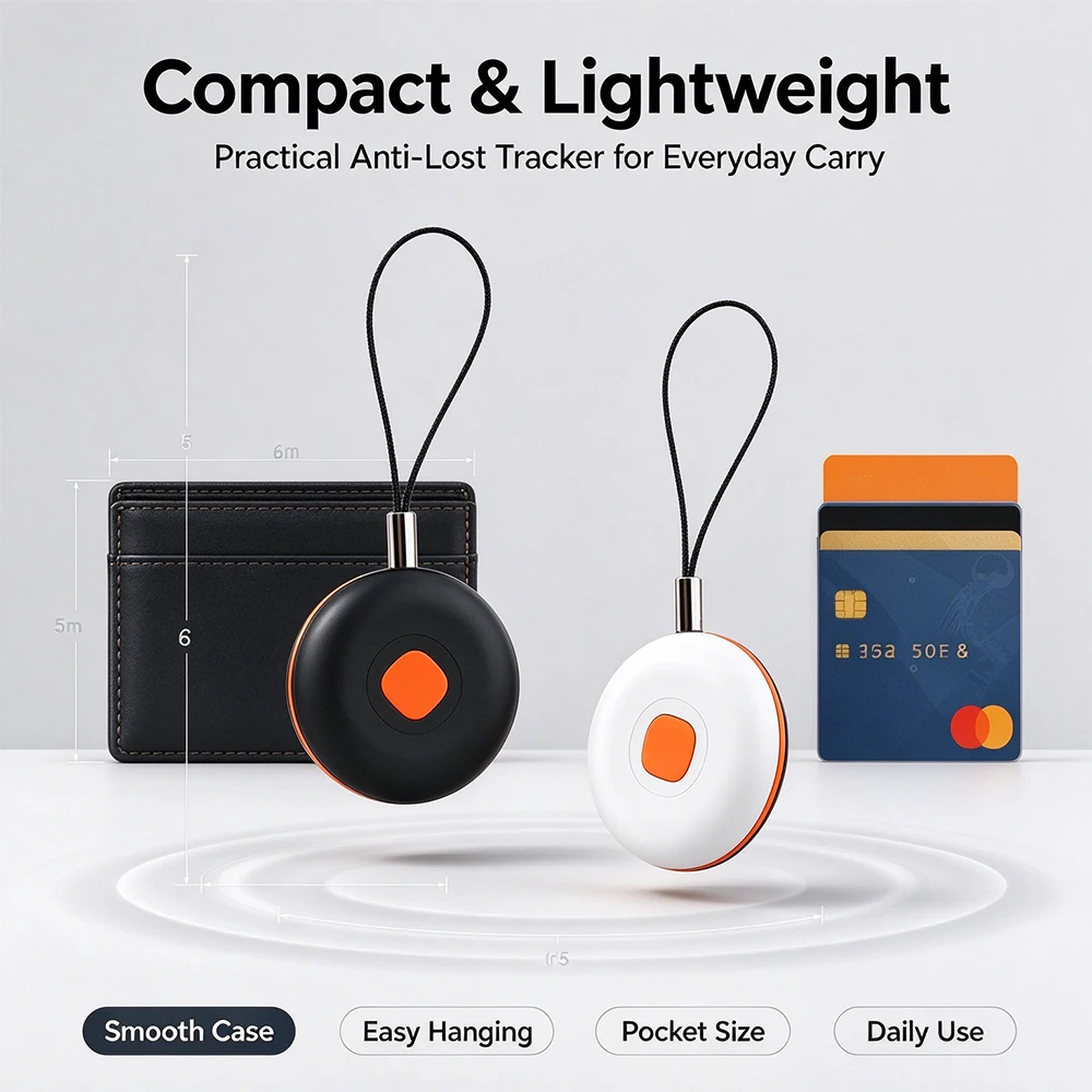 Mini Anti-Lost Tracker Tag Portable Bluetooth Locator Compatible with Find My App for Dog Cat Keys Wallet Suitcase