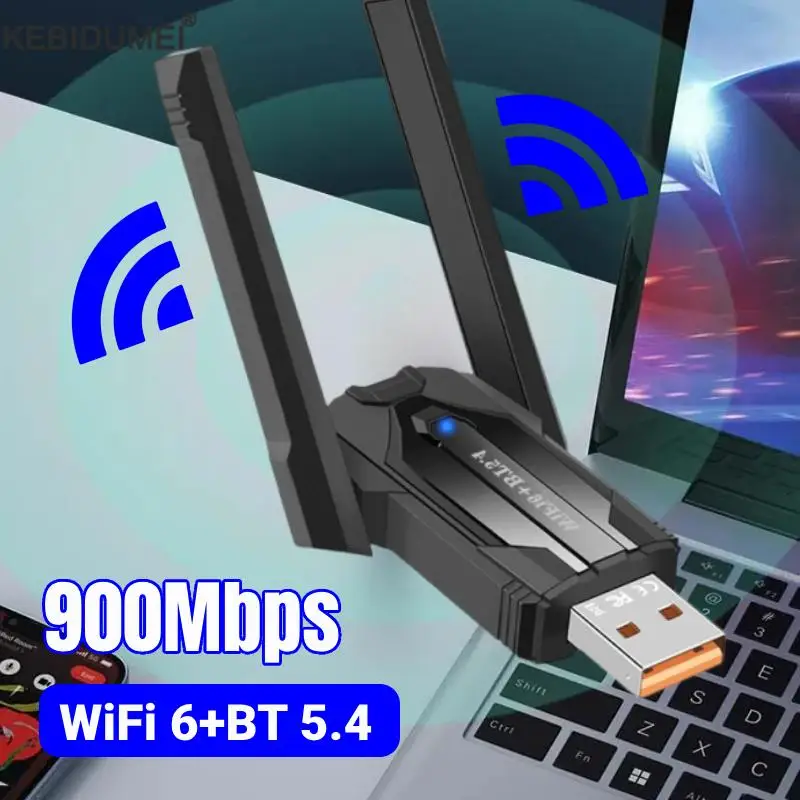 

900 Мбит/с Wi-Fi USB-адаптер 2 в 1 Bluetooth 5.4 Wi-Fi 6 Сетевая карта 2,4G 5 ГГц Беспроводной приемник для ноутбука Win10 11 Драйвер бесплатно