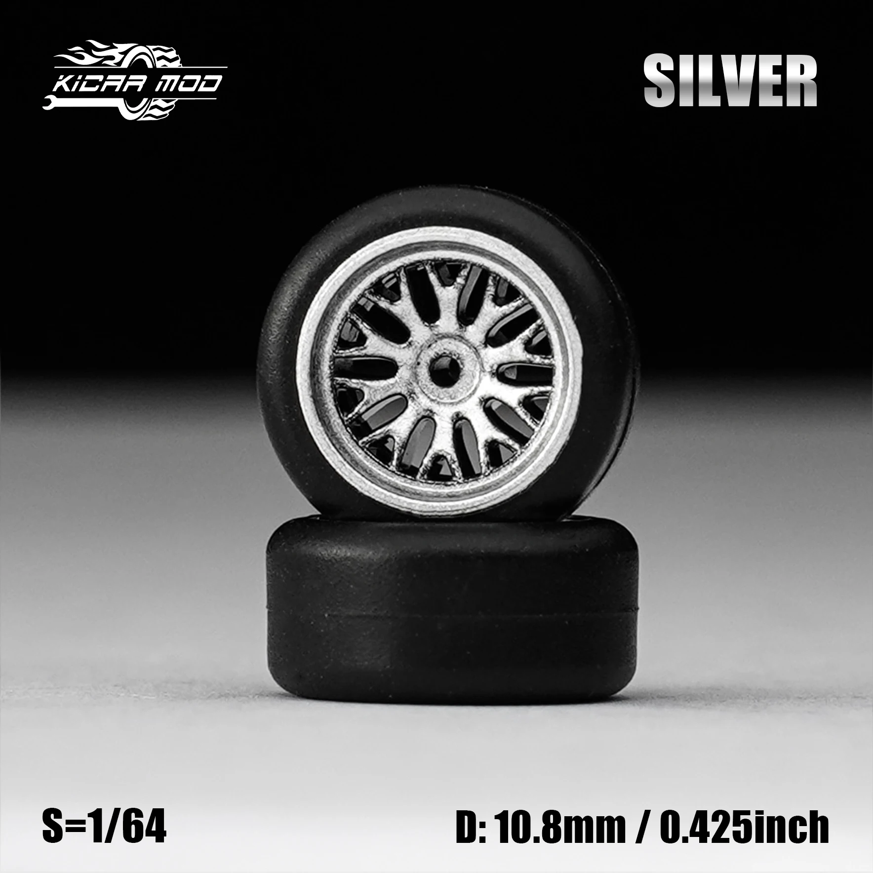 1/64 Modellauto Silber & Graue Räder mit festen Gummireifen, inklusive Nieten für Diecast-Modellautos – Detail 14