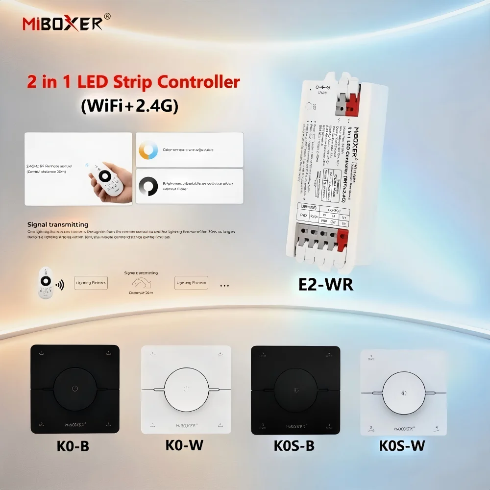 Miboxer E2-WR 2in1 Smart WIFI+2.4GHzRF Tuya APP Voice Control Dimmer Single color Dual color LED Strip Controller
