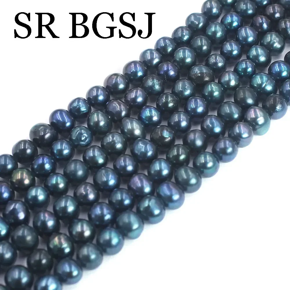 6-9mm Select by Size Round Shape Natural Freshwater Wholesale Black Pearl Loose Diy Beads for Jewelry Making 14