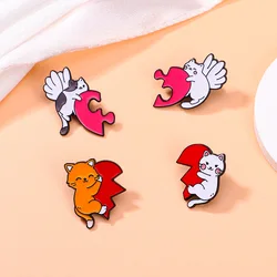 4pcs Cute Love Cat Cartoon Enamel Brooch Spliced Clothing Backpack Hat Accessories Lapel Pin Badge Valentine's Day Couple Gift