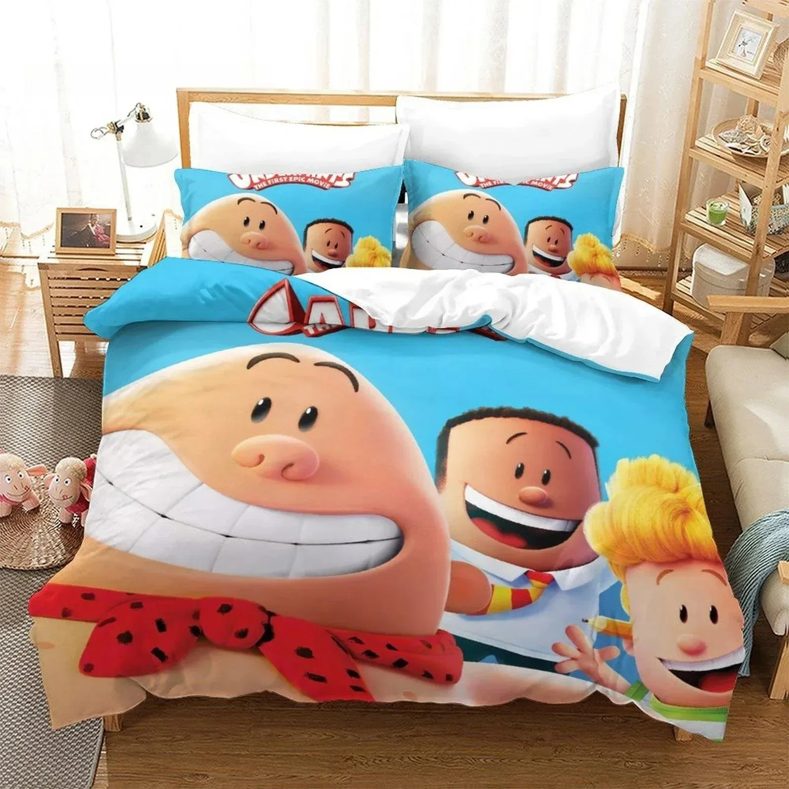 Fashion Cartoon Kawaii Captain Underpants Bedding Set Single Twin Full Queen King Size Bed Set Adult Kid Bedroom Duvetcover Sets