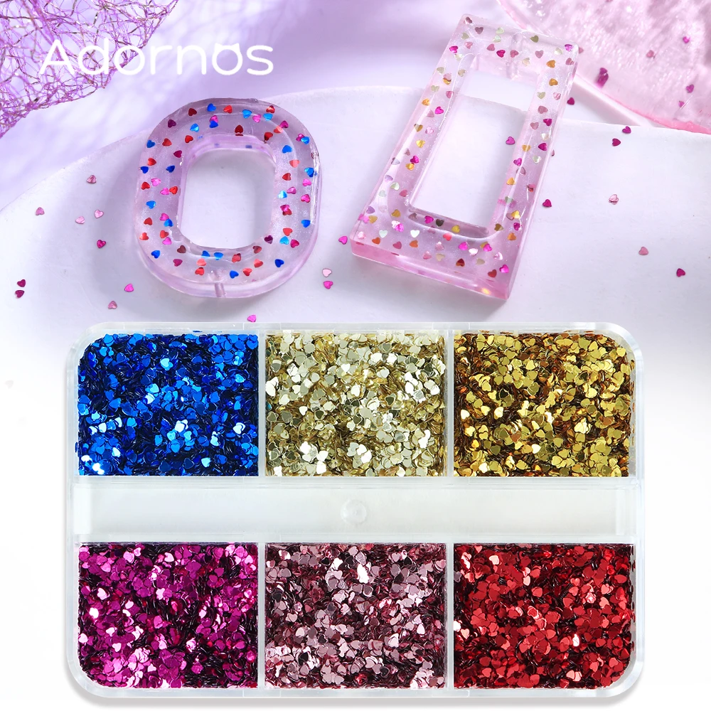 

Holographic Red Blue Love Heart Glitter Epoxy Resin Filling Sequin1mm Heart Resin Craft Fillers Valentines DIY Jewelry Materials