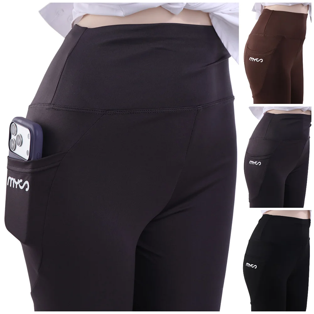 High Waist Women Leggings with Pocket Tight Elastic Jogging Women's Capri Pants Breathable Tummy Control Shapewear Girl