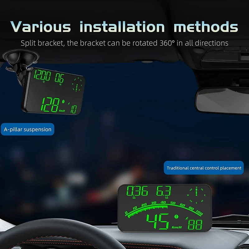 1Set Multifunctional Car HUD Head Up Display With Speed MPH Fatigue Driving Reminder