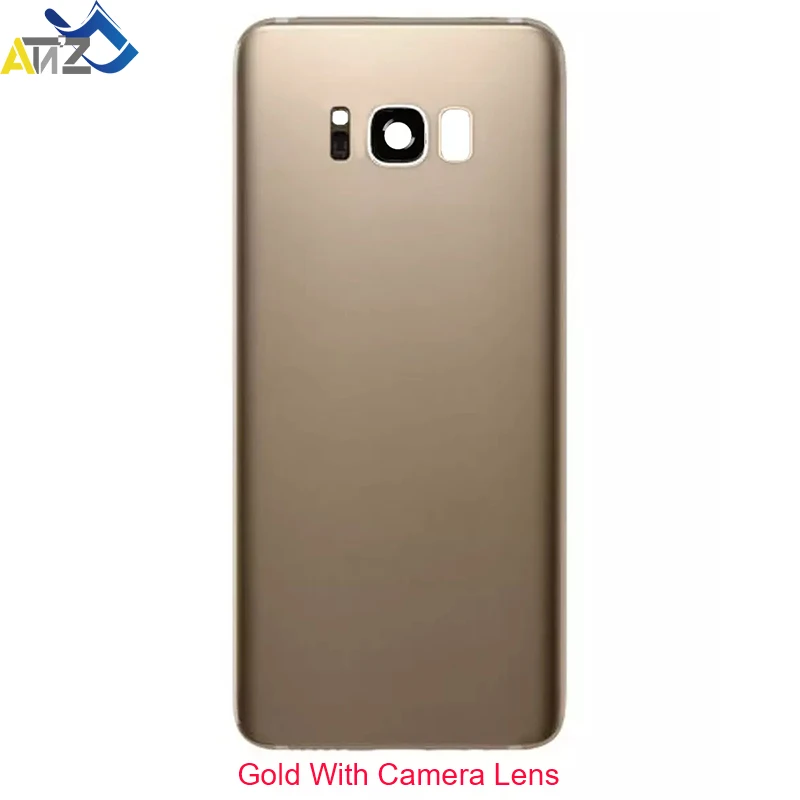 لهاتف سامسونج جالاكسي S8 SM-G950D/F S8 Plus SM-G955D/F غطاء زجاجي خلفي غطاء باب البطارية مع عدسة الكاميرا ولاصق